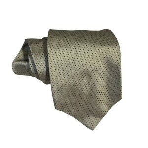 Banana Republic Mens Silk Tie Beige Black Polka Dot Design Made In Italy 3.75" w